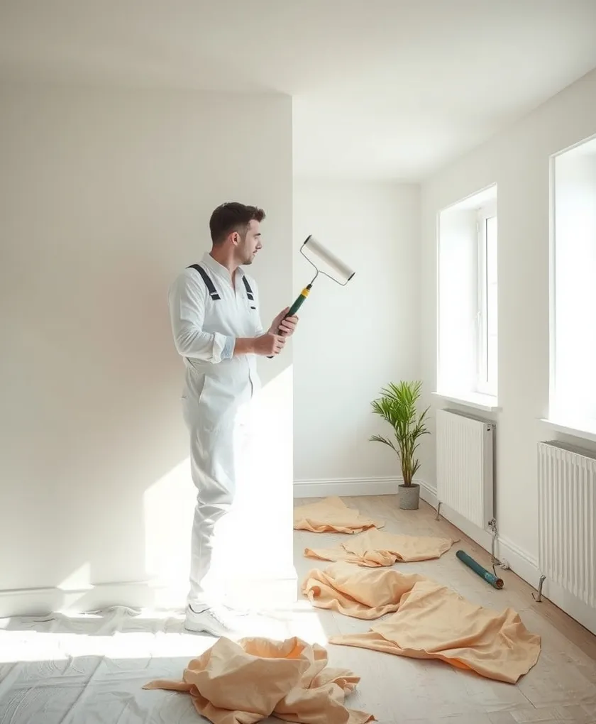 Peintre en bâtiment au travail dans les Alpes-Maritimes